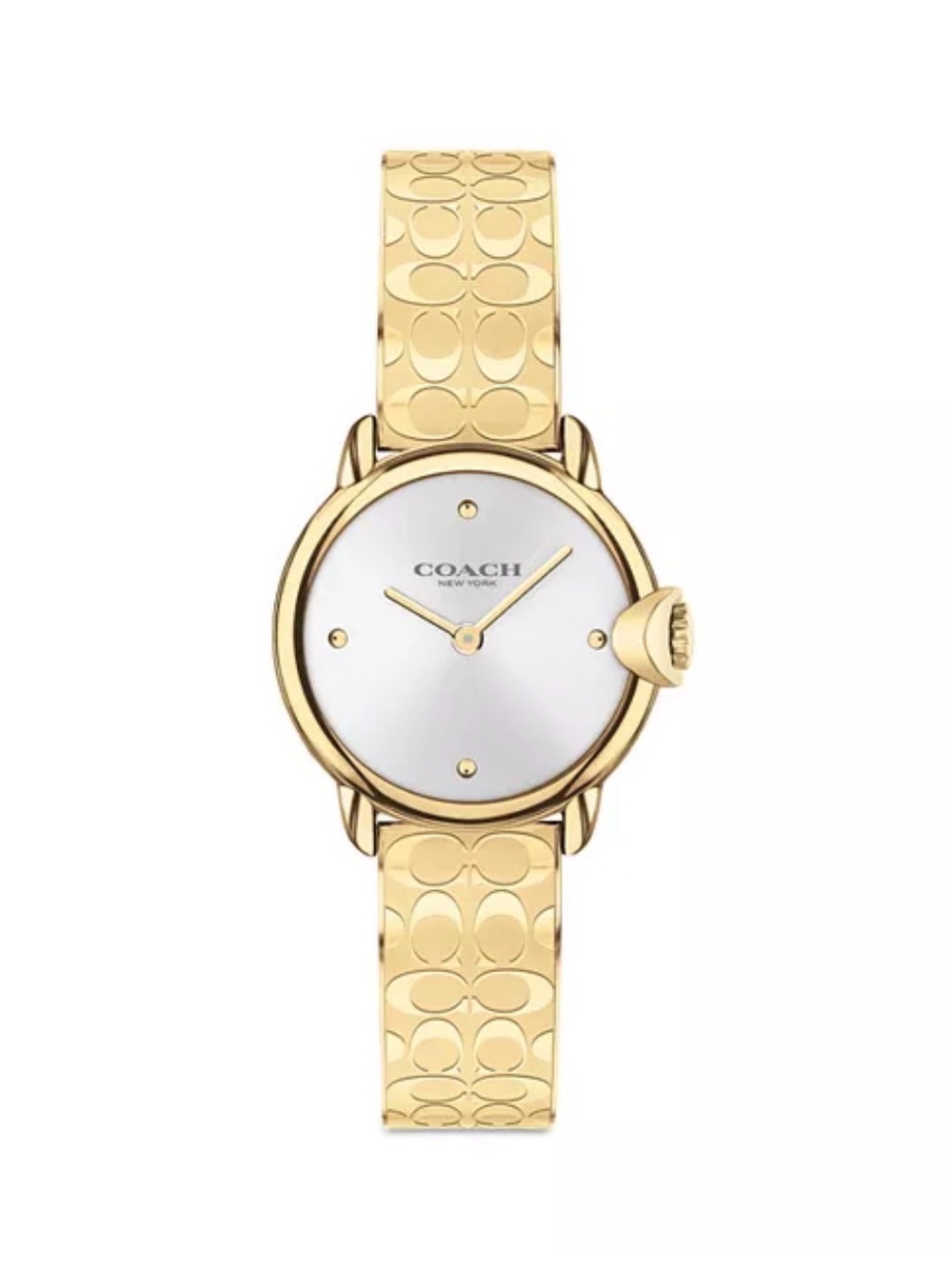 Coach Gold-Tone Signature Link Bracelet Watch with White Dial